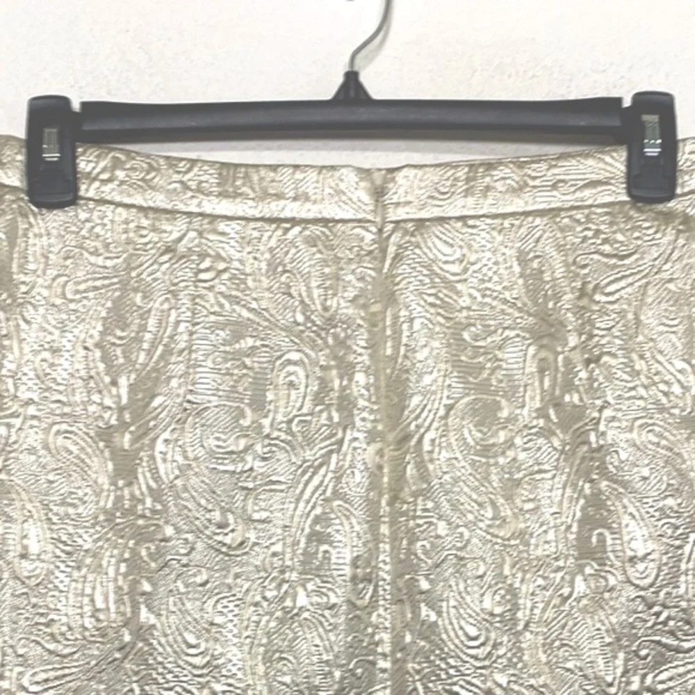 J. Crew NEW Origami Metallic Champagne Matelasse Pattern Faux Wrap Skirt Size 6